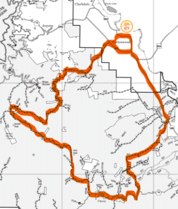 Overview of Mingus Mountain to Cherry OHV Trail Map in Prescott National Forest starting from Cottonwood, Arizona