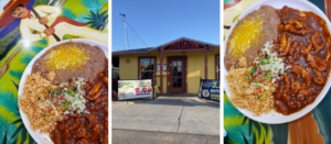 Storefront and view of food from La Casita of Camp Verde